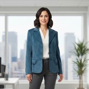 Tribal Women's Teal Velvet Stretch Blazer Size 6